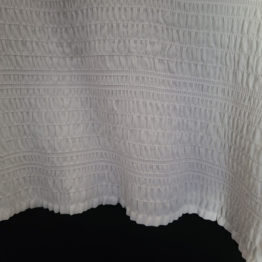 White House Black Market White V-Neck Smocked Waist Blouse - Picture 4 of 11